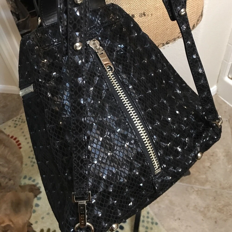 MILLY черный рюкзак средний размер женская сумка сумочка металлический отделка фестиваль - Изображение 4 из 4