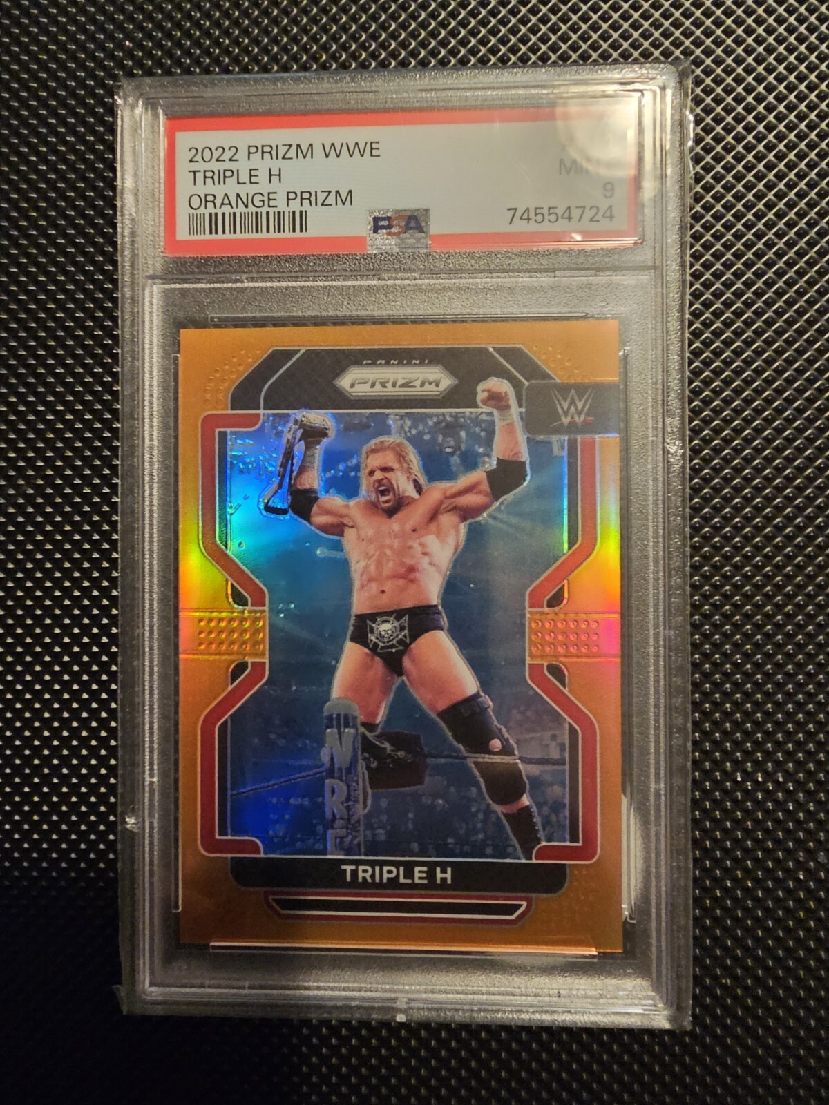 psa 9 2022 prizm wwe triple h orange prizm #68/99