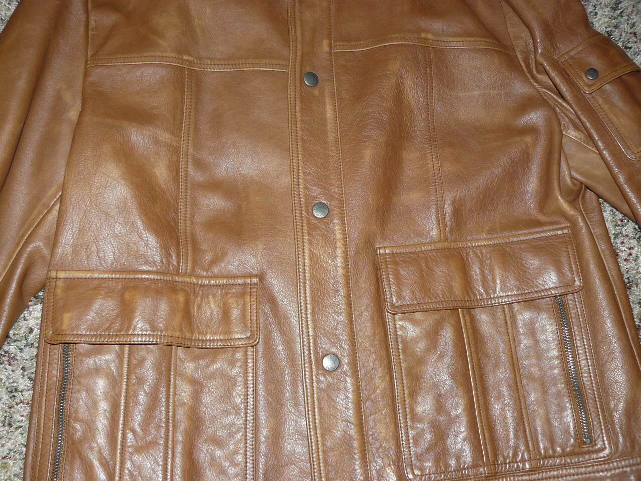 Giacca in pelle da uomo marrone Gucci nuova con etichette Eu 54 US 44 308719