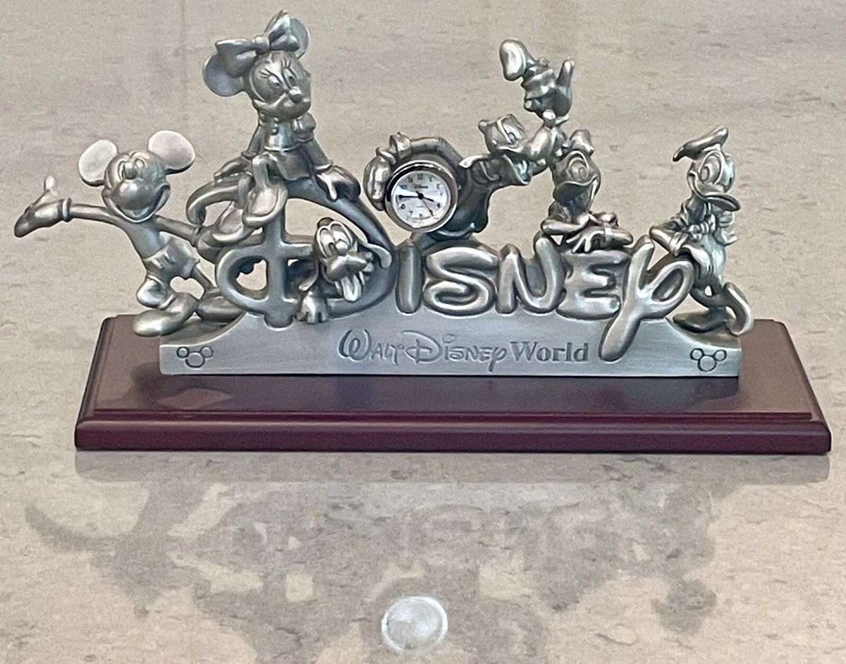 Vintage Disney Walt Disney World Family Pewter Clock Limited Vintage Disney Walt Disney World Family Pewter Clock Limited