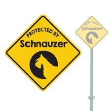 BEWARE OF THE DOG PROTECTED BY SCHNAUZER HEAVY DUTY ALUMINUM SIGN 11" x 11"