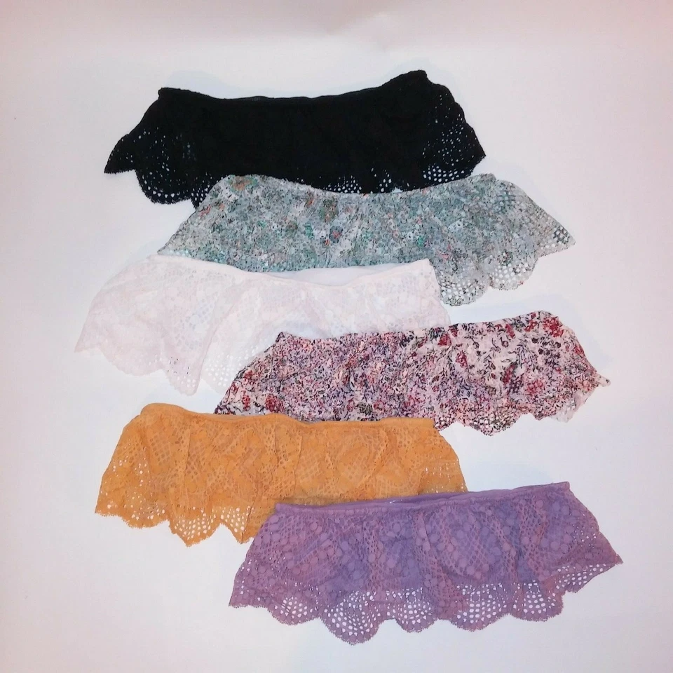 Victoria Secret Bandeau Sujetador Bralette Rojo Crema Floral Encaje Volantes Sin Alambres Nuevo Foto 2 de 4