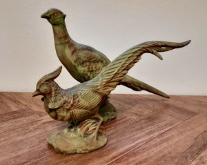 Download Vintage Ceramic Pheasants (2), Antique Patina Color with Felted Base | eBay
