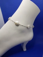 GENUINE WHITE COIN PEARL Anklet on Sterling Silver 🐚 Each is One of a KIND NEW!