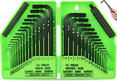 Swanlake 32-teiliges Sechskantschlüssel-Set, Inbusschlüssel-Set Zoll/Metrisch mm (0,7 mm-10 mm) UK