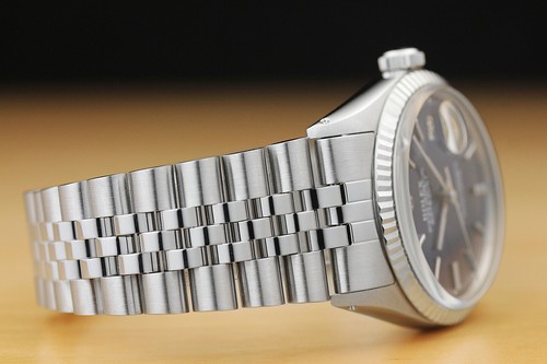 ROLEX MENS DATEJUST BLUE DIAL 18K WHITE GOLD & STAINLESS STEEL WATCH - Picture 7 of 8