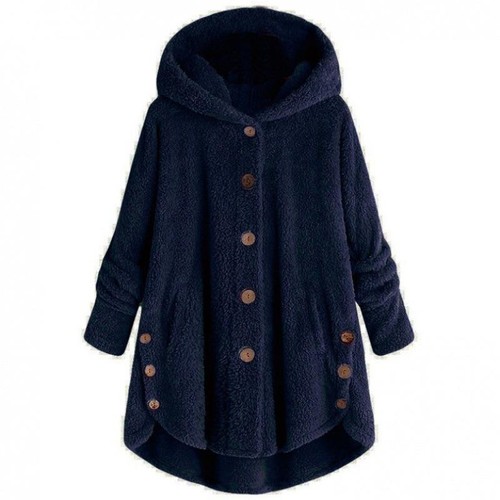 Plus Women's Tops Teddy Bear Fleece Hooded Coat Fur Fluffy Jacket Winter Outwear - Picture 9 of 17