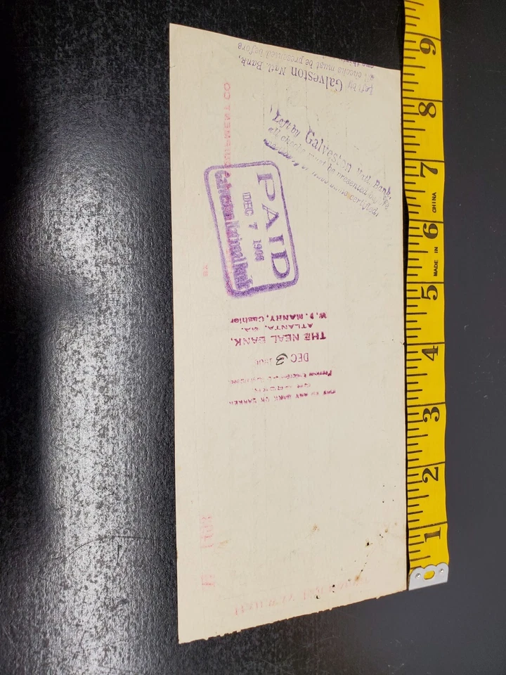 1906 Southern Iron & Equipment canceled check - Railway Equipment - Atlanta GA - Image 4 of 4