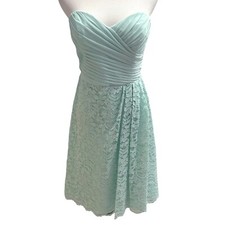 David's Bridal Women's Size 6 Aqua Color Prom Bridesmaid Lace Dress Ribbed NWT