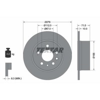 Textar 2X Bremsscheibe Hinten Ø279Mm Voll FüR Mercedes-Benz SL R107 280 300