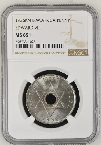 1936 KN British West Africa - Edward VIII - Penny - NGC MS 65+