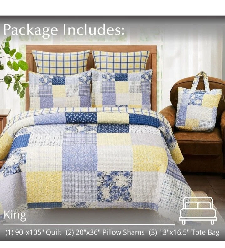 NEW Virah Bella - Full Size Rustic Quilt Set with Matching Tote - King Set - Image 3 of 4