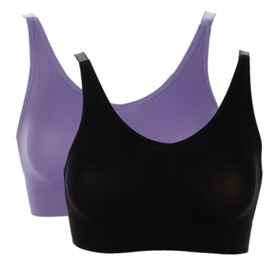 Rhonda Shear Lace Back Ahhlette 2-pack Black/Purple LARGE