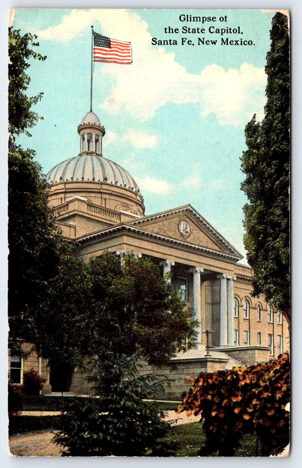 Original Old Vintage Outdoor Postcard State Capitol Santa Fe New Mexico USA 1913