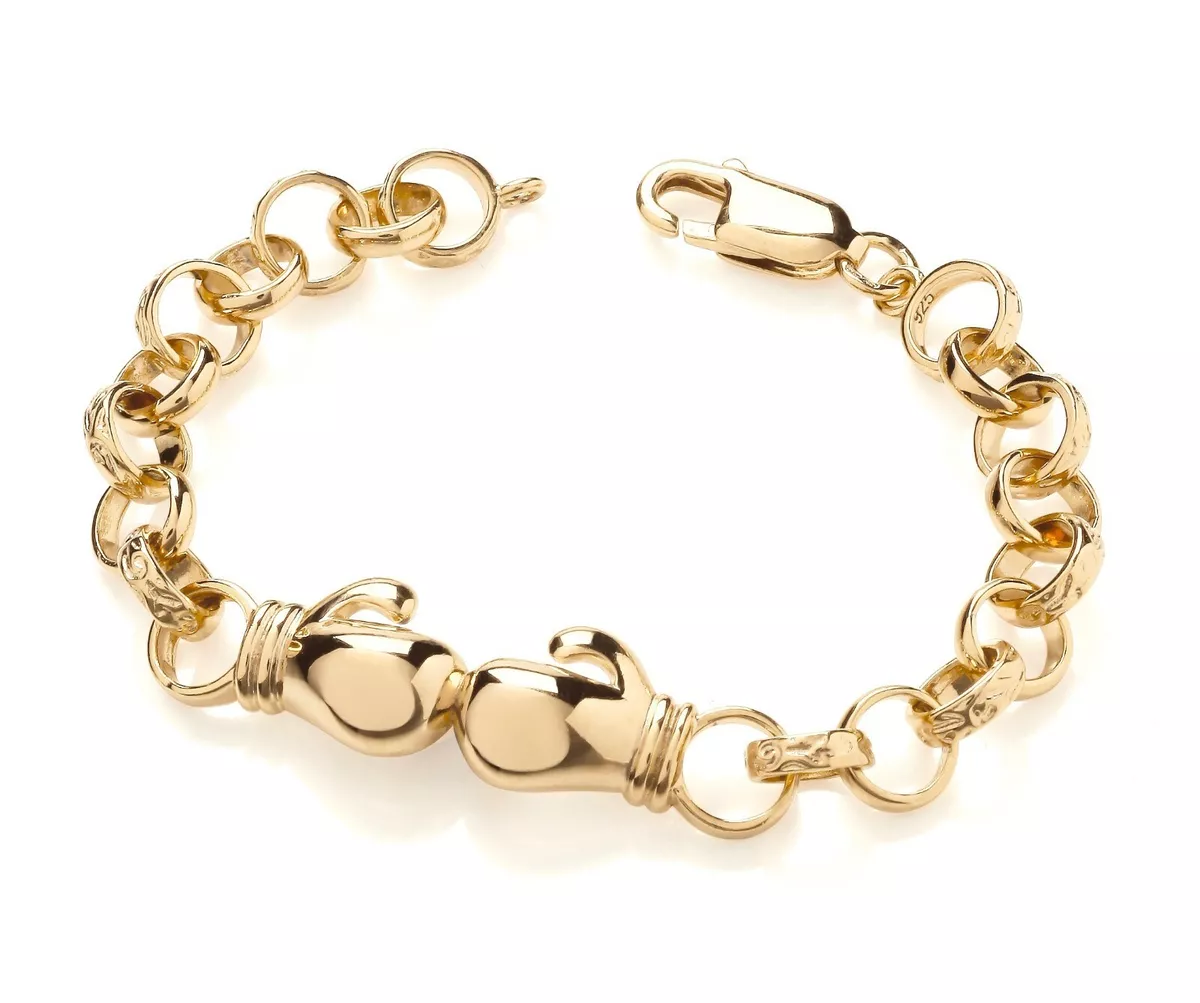 9ct Yellow Gold Patterned & Plain Belcher Bracelet | Ramsdens Jewellery