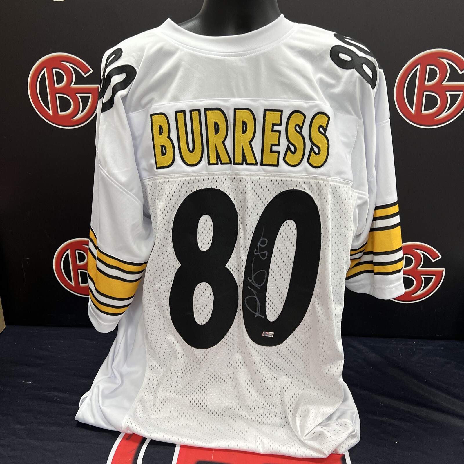 Plaxico Burress Autographed Signed Pittsburgh Steelers White Jersey Steiner 