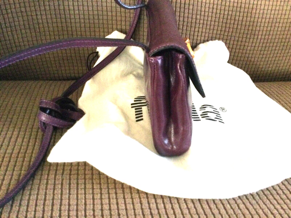 Furla Leather Crossbody Bag Purple Genuine Leather Classic w/ Original Dust Bag - Image 4 of 4