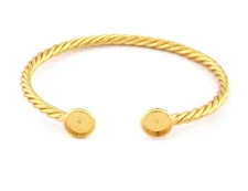 Twisted, Spirals, Swirl Bracelet Base,Bezel,Shiny Gold plated copper 5190