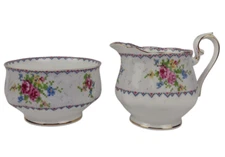 Larger Royal Albert Petit Point Cream & Sugar Set Elegant Vintage Collectible