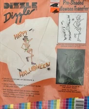 Dizzle Pre Shaded Halloween Iron On Transfer Vintage 50083 Dancing Skeleton USA