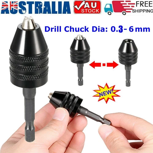 1/4" Keyless Chuck Conversion Hex Shank Adapter Drill Bit Quick Change Driver AT