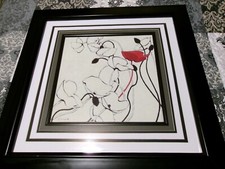 Shirley Novak Filament de Vie I Lithograph Print Red Poppies Painting Framed