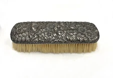 Antique REPOUSSE Floral Gorham Sterling Silver Art Nouveau Clothes Brush