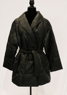 Vero Moda Women's Naomi Coated Padded Belted Snap Jacket CD4 Black Small NWT