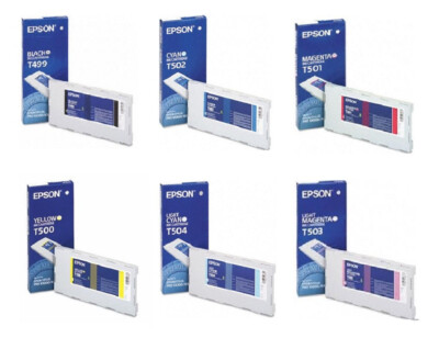 6 x Original Tinte Epson Stylus Pro 10000 10600 / T499 T500 T501 - T504 DYE INK