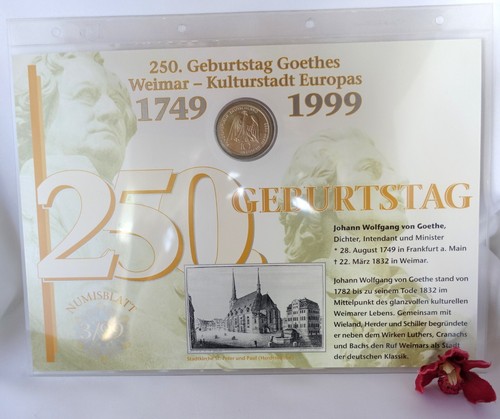 Numisblatt 250. Geburtstag Goethes/Weimar Kulturstadt 10 DM / ev 651(42)
