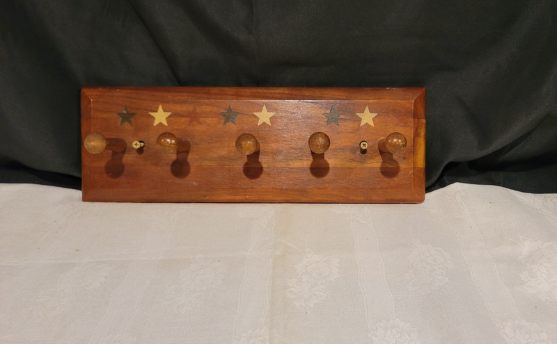Wooden Coat Rack Wall Mount With Wooden Pegs and Stars