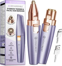 Eyebrow & Facial Trimmer: 2-In-1 Rechargeable Facial Hair Removal & Eyebrow Shav