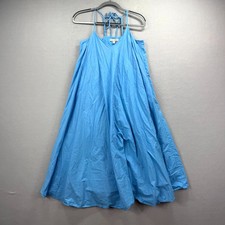 Banana Republic A-Line Dress Womens Small Blue Cotton Spaghetti Straps Tie Back