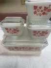 Vintage 1950s Pyrex 0503 in Pink Gooseberry Pattern Complete Set
