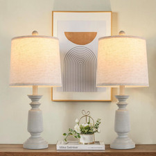 Modern Farmhouse Table Lamp Set of 2, 22.5 Inch Antique Grey, Bedside Lights