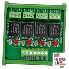 DIN Rail Mount 4 SPDT 10Amp Power Relay Interface Module, DC 24V Version.