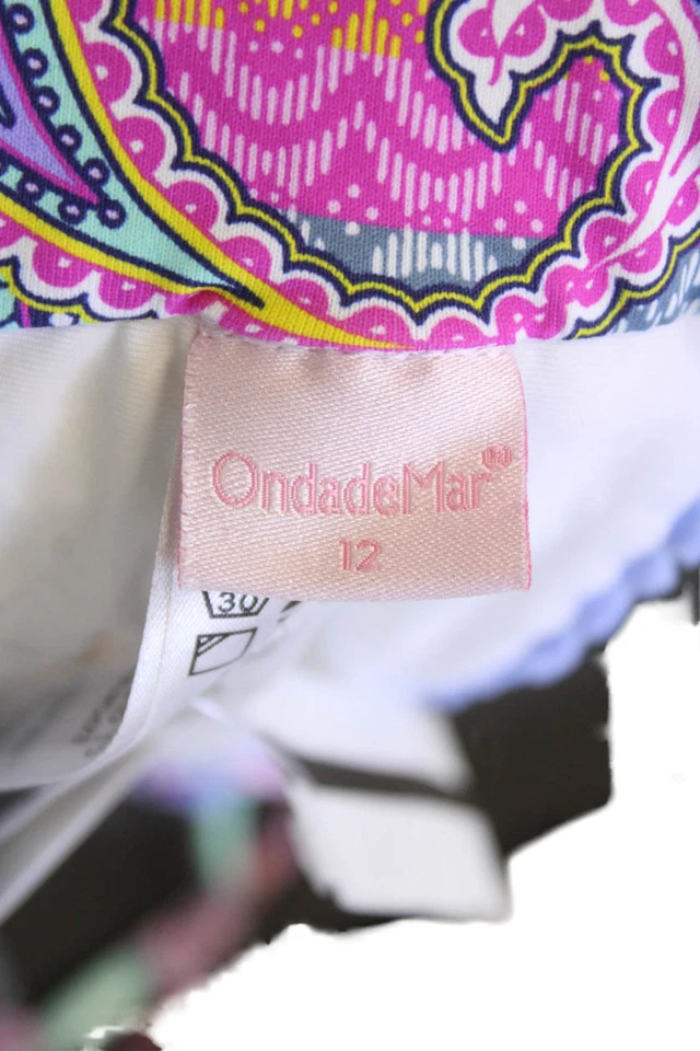 Top de natación acanalado con estampado abstracto multicolor talla 12 OndadeMar para niñas Foto 4 de 4