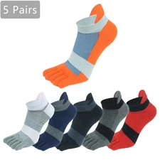 5 Pairs Five Finger Ankle Sport Socks Cotton Mens Striped Mesh Breathable Shapin