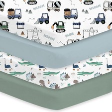 Little Grape Land Crib Sheets 4 Pack - Super Soft, Neutral Baby Fitted Mattress