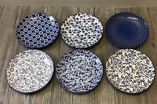 6er Set VANCASSO Teller Flach Porzellan BLAU / WEIß Ø26cm Speiseteller(R9D)