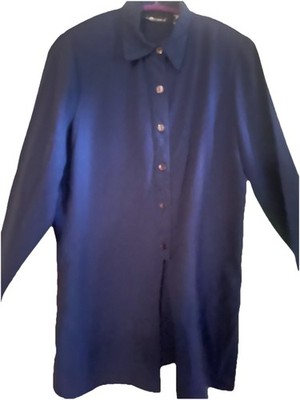SAG HARBOR WOMEN'S LONG SLEEVE COLLARED BUTTON UP BLOUSE SIZE MEDIUM S13160