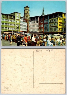 Stuttgart Marktplatz Market Square Germany Vintage Postcard 1960s Krüger