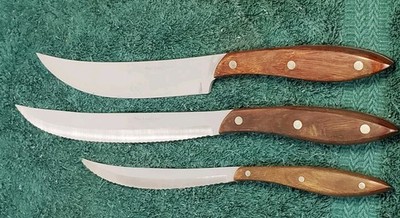 Scimilar 3 Piece Knife Set Filet Carving Slicing Knives Wood Handles