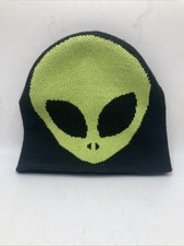 Youth Alien Beanie Winter Hat Black Green Boys Knit. NWOT