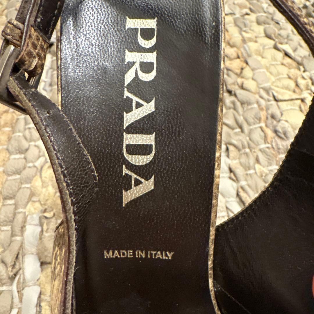 PRADA Python Print Open Toe Heels Sandals Size 38… - image 3