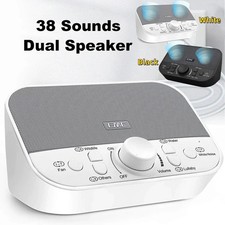 Noise Machine 38 Soothing Sounds Dual Speaker Sleep Sound Device   White  Black