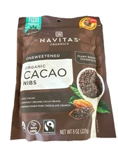 Navitas Organics Raw Cacao Nibs, 8 oz. 8 Servings Organic, Non-GMO, UNSWEETENED