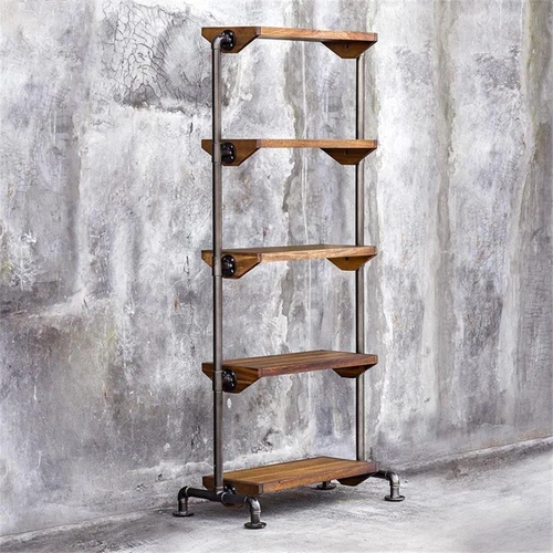 Uttermost Rhordyn 4-Shelf Wood and Metal Bookcase in Walnut and Gunmetal - Picture 3 of 9