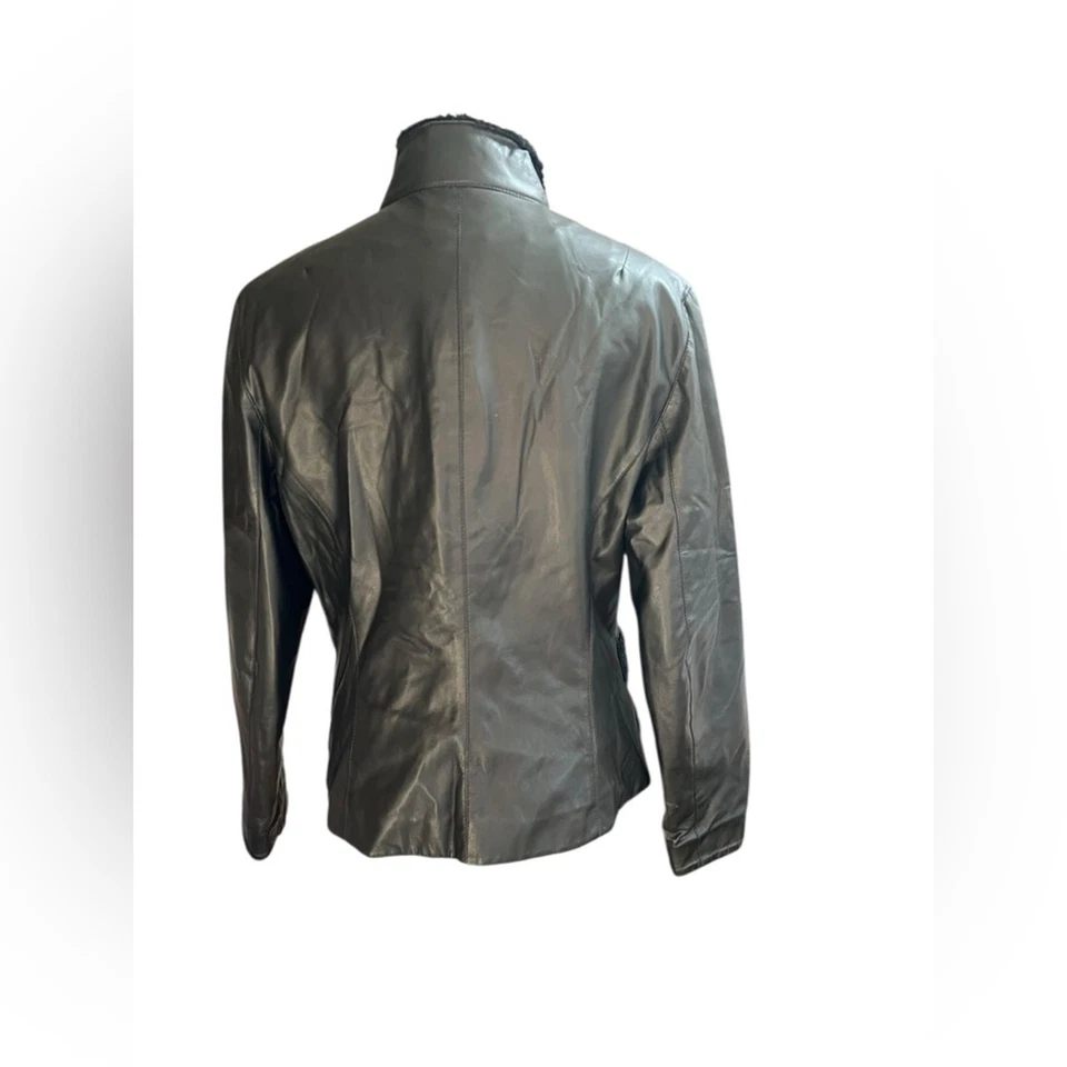 Chaqueta de cuero vegana de tela mixta vintage Skea talla 8 Foto 2 de 4