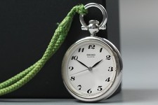 Vintage 1982 Seiko Pocket Watch 7431-6010 Steel Round Quartz Womens From JAPAN